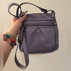 Genuine Leather Lavender Crossbody Bag with Silver Hardware